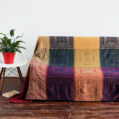 Geometry Chenille sofa blanket Bohemia full cover Bed Hanging Tapestry retro Europea Travel Ethnic Blanket Living Room Bedspread ► Photo 1/6