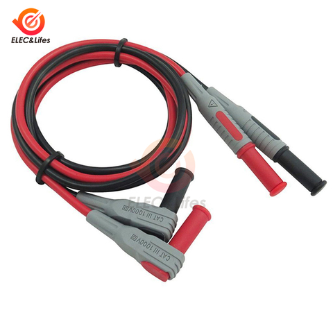 P1032 P1033 Multimeter Test Cable Injection Molded 4mm Banana Plug Test Line Straight to Curved Test Cable Wire Red and Black ► Photo 1/6