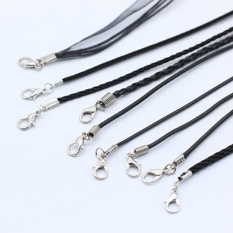 10p 43cm PU leather chain wax Rope Braided choker necklace pendants cord Lobster Clasp String For DIY Jewelry Bracelet Necklace ► Photo 1/4
