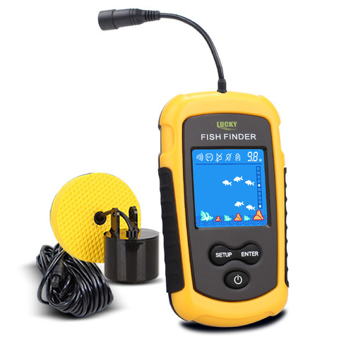 LUCKY Handheld Fish Finder Portable Fishing Kayak Fishfinder Fish Depth Finder Fishing Gear with Sonar Transducer and DisplayPor ► Photo 1/6