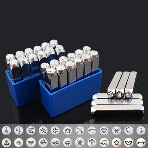 1pc 24 Pattern 6mm Metal Stamp Punching Tool Aluminium Leather Unique Marking Symbol Punching Stamps Tools Craft for Stamping ► Photo 1/6