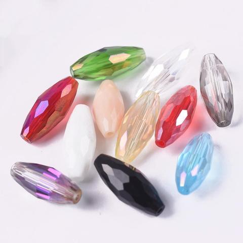 10pcs 18x8mm Oval Tube Faceted Cut Crystal Glass Loose Crafts Beads for Jewelry Making DIY ► Photo 1/5