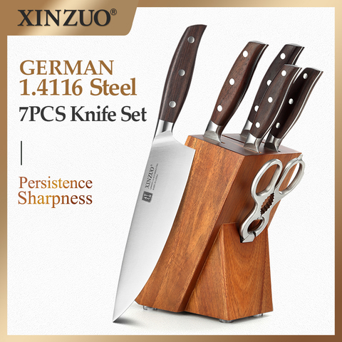 XINZUO 7PCs Kitchen Knife Set Forged German 1.4116 Stainless Steel Kitchen Sharp Chef Santoku Paring Knife Sets Household Tools ► Photo 1/6