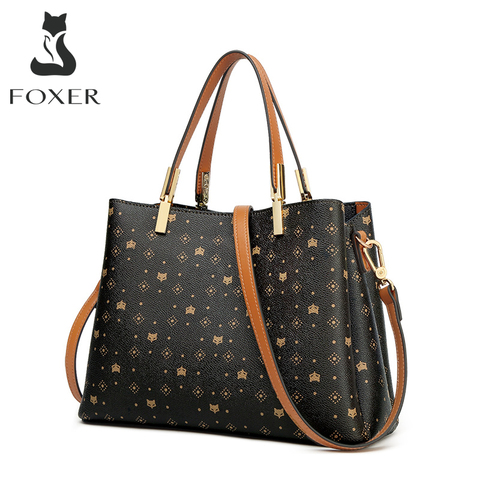 FOXER Business Lady Elegant Handbag Large Capacity Commuter Style Signature Bag for Women Monogram PVC Purse Shoulder Bags ► Photo 1/6