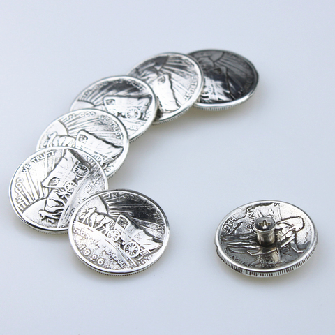 DIY Leathercraft Hardware Oregon Trail Half-Dollar Coin Concho Antique Silver 605103S-30 ► Photo 1/6