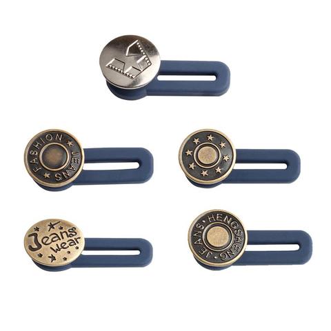 5pcs Free Sewing Buttons Adjustable Disassembly Retractable Jeans Waist Button Metal Extended Buckles Pant Waistband Expander ► Photo 1/6