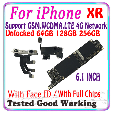 Test Working For iPhone XR X Motherboard With Face ID Unlocked For iPhone XR logic board With Chips IOS MB Support LTE 4G Plate ► Photo 1/2