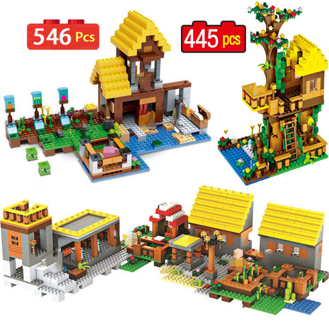 My World Series Bricks Set Mine Farm Mountain Cave Waterfall Village Jungle TreeHouse Figures City Model Building Blocks Toys ► Photo 1/6