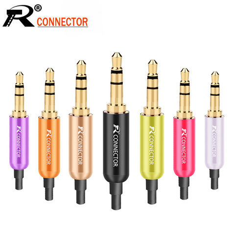 10pcs/lot Stereo 3.5mm Connector with Protecting Tail Gold Plated 3 Poles Plug 3.5mm Jack Male Connector Earphone Jack DIY ► Photo 1/6