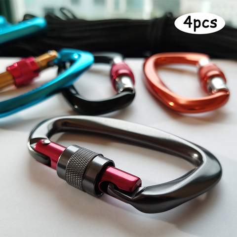 4pcs Professional Climbing Carabiners 25KN D Shape Climbing Buckle Lock Safety Lock Outdoor Climbing Equipment Accessories ► Photo 1/6