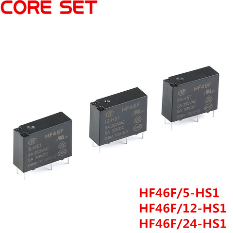 5PCS/lot 30VDC Power Relays HF46F-005-HS1 HF46F-012-HS1 HF46F-024-HS1 5-HS1 12-HS1 24-HS1 5A 250VAC 4PIN 5V 12V 24V DC ► Photo 1/5