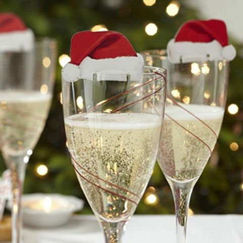2022New Christmas Decorations Hats 10pcs/lot Champagne Glass Decor Party Home Ornament New Year 2022 Noel Navidad Natal ► Photo 1/6