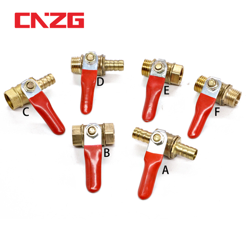 Brass Water Oil Air Gas Fuel Line Shutoff Ball Valve Pipe Fittings Pneumatic Connector Controller Handle 6-12MM Hose Barb Inline ► Photo 1/6