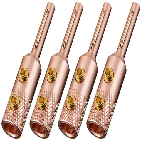 4PCS Viborg VB401 High quality Pure Red Copper Banana Connector Terminal Plug connector 4MM Speaker Wire Plug Screw Locking ► Photo 1/6
