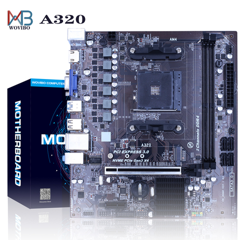 Motherboard AM4 A320 desktop Disk array SATAIII USB 3.0 HDMI DDR4 16G Memory M.2 SSD For AMD AM4 Socket Ryzen CPU Mainboard ► Photo 1/6