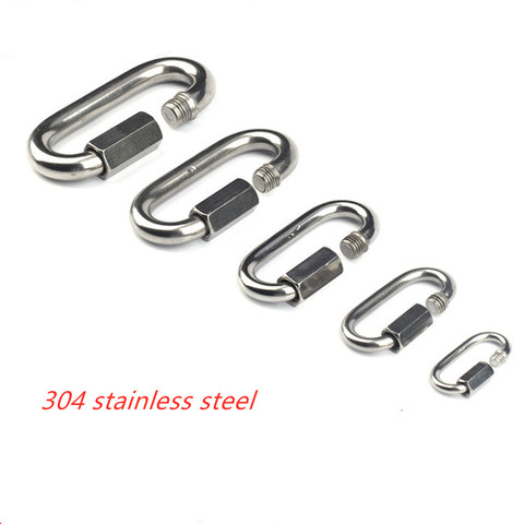 New Stainless Steel Screw Lock Climbing Gear Carabiner Quick Links Safety Snap Hook Chain Connecting Ring Carabiner Chain Buckle ► Photo 1/6