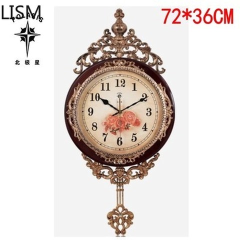 Luxury Large Wall Clock Pendulum Gold Silent Clock Vintage Living Room Retro Metal Wall Clocks Shabby Chic Home Decor Modren Hot ► Photo 1/5