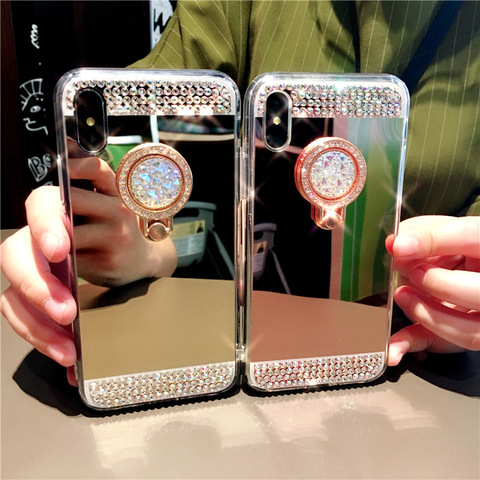 For Huawei Mate 20 Pro Lite 20X Nova 3 3i 3e P20 Lite Honor 8X 8A Case Glitter Diamond 360 Rotation Stand TPU Mirror Rhinestone ► Photo 1/6