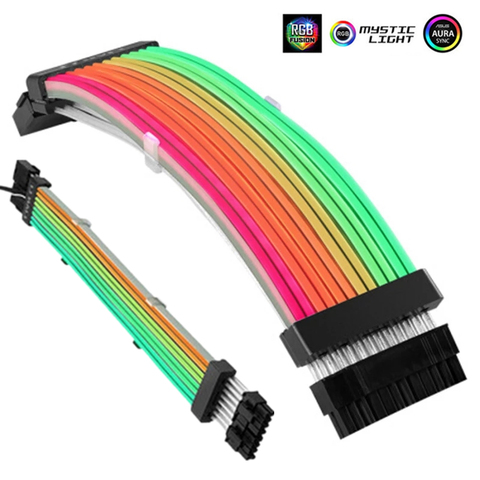 LIANLI Generation 2 Strimer Plus ARGB Extension Cable 24pin Motherboard GPU  8p Cable Extension Extension Strimer Rainbow Cable ► Photo 1/6