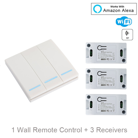 QIACHIP WiFi Smart Switch Wireless Remote Control Light Timer Relay Switches AC 110V 220V Home Automation Work With Amazon Alexa ► Photo 1/6