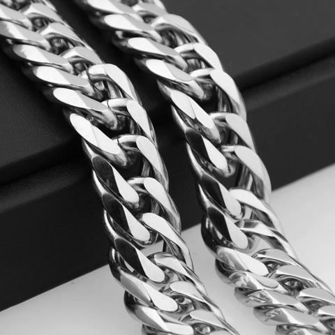 Miami Cuban Chains For Men Hip Hop Jewelry Wholesale Silver Color Thick Stainless Steel Big Chunky Necklace 13MM/16mm/19mm/21mm ► Photo 1/6