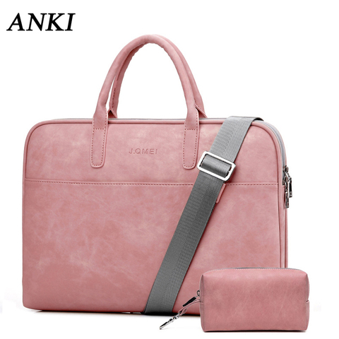 PU Waterproof Shoulder Laptop Bags Briefcase 15.6 16 17.3 inch Handbag For Macbook Air 13 Case 13.3 14 15 17 Fashion Women Bag ► Photo 1/6