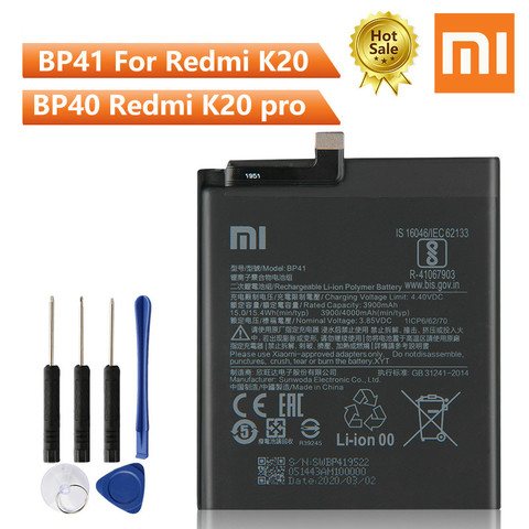 XiaoMi Original Replacement Phone Battery BP41 For Xiaomi Redmi K20 Mi9t Phone Battery BP40 For Redmi K20 Pro Mi 9T Pro 39000mAh ► Photo 1/6