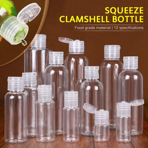 1pcs 5ml - 250ml Plastic PET Clear Flip Lid Lotion Bottles Refillable Empty Plastic Sample Bottle Butterfly Cap Makeup Tool ► Photo 1/6