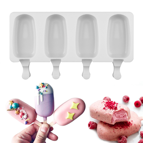 Homemade Food Grade Silicone Ice Cream Molds 2 Size Ice lolly Moulds Freezer Ice cream bar Molds Maker With Popsicle Sticks ► Photo 1/6