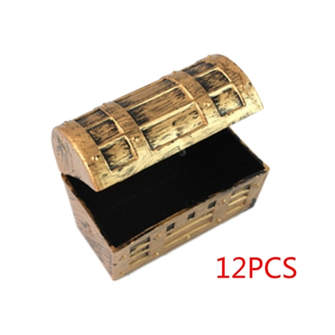 New 12pcs Mini Pirate Gold Treasure Chests Kids Toy Cake Decoration Candy Box  ► Photo 1/6