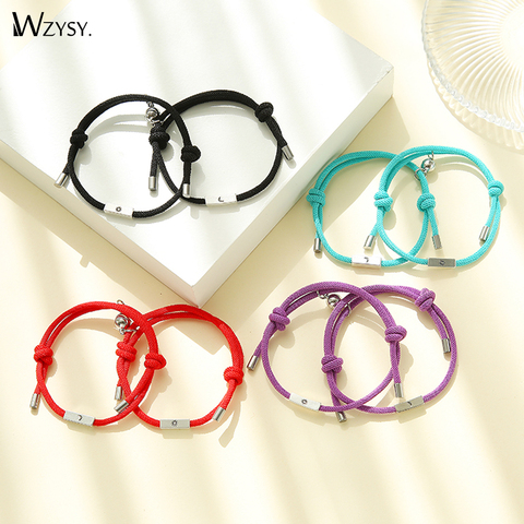 2pcs Couple Moon & Sun Detail Magnetic Bracelet