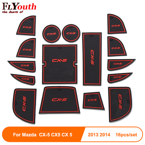 Rubber Mat Door Mat Anti-slip Cup Pad For Mazda CX-5 CX5 CX 5 2013 2014 16pcs Interior Decoration Accessory Gate Slot Pad ► Photo 1/5