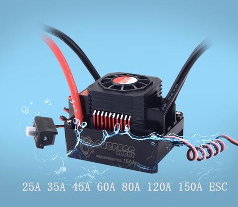 Waterproof Brushless Senseless Speed Controller 45A 60A 80A 120A 150A ESC for 1/8 1/10 1/12 1/20  RC Car ► Photo 1/5