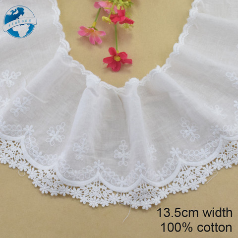 13.5cm wide 100% Cotton embroid lace sewing ribbon guipure trim wedding decoration DIY dolls colthes Accessories lace edge#4013 ► Photo 1/5