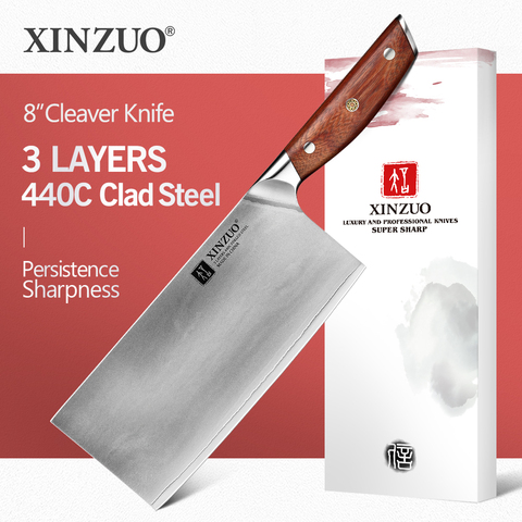 Shibazi Cleaver Knife 3 Layers Clad Steel Thickening Professional