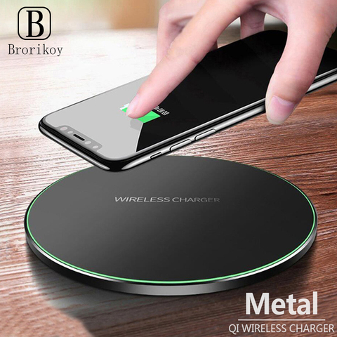 Qi wireless fast charger ultra-thin metal pad 10W wireless fast charger for iPhone11 Xs Max Samsung S8 S9 Note8 9 adapter ► Photo 1/6