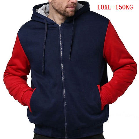 plus large size big men jackets Sweatshirt hooded thick warm fleece parkas 7XL 8XL 9XL 10XL winter black patchwork out wear coat ► Photo 1/6