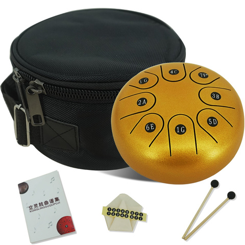 Tongue Drum 6 Inch 8 Inch 8 Tune Steel Hand Pan Drum Tank Drums With Drumsticks Padding Bag Percussion Instruments Accessories ► Photo 1/6