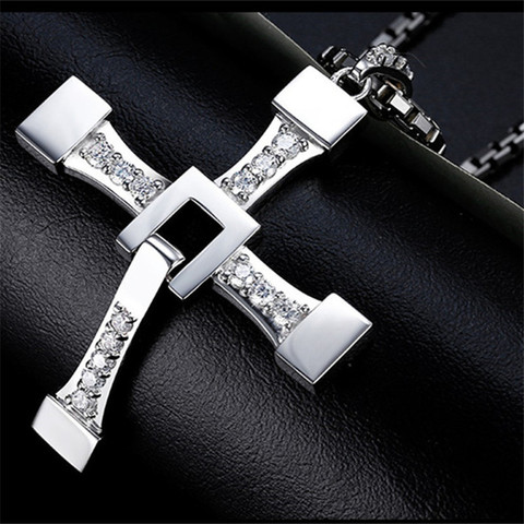 Fast and Furious Cross Necklace Dominic Toretto Cross Rhinestone Pendant Necklace Stainless Steel Necklace for Men ► Photo 1/5