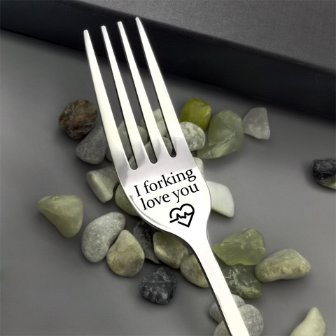 Valentine's Day Couple Fork Gift for Wife Husband Family Tableware Stainless Steel Boyfriend Presents Wedding Gifts for Guests ► Photo 1/6