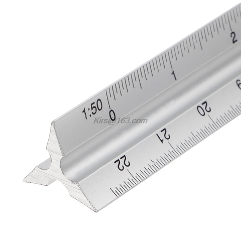 30cm Aluminium Metal Triangle Scale Architect Engineer Technical Ruler 12