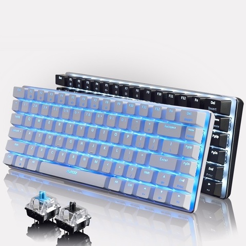 Ajazz AK33 Gaming Keyboard Keyboard 82 Keys Anti-Gosting Mechanical Gaming Blue/Black Switch Gamer PC Laptop Backlit Keyboard ► Photo 1/6