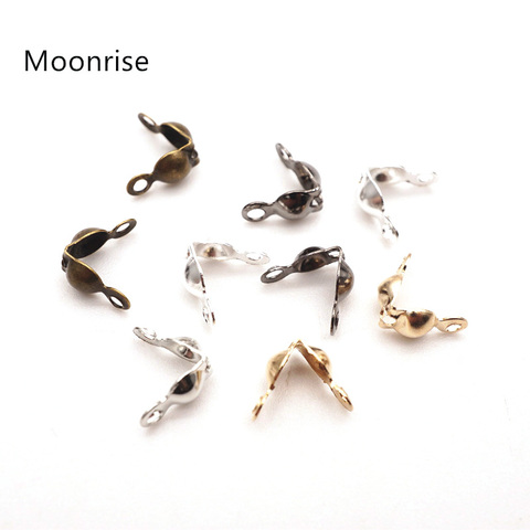 Jewelry Finding Gold Dull Silver Tone Color Calottes End Crimps Beads Tips Fit Ball Chain Connector (200 pcs) HK076 ► Photo 1/6