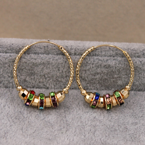 2022 Trendy Statement Hoop Earrings for Women Gold Color Rainbow Stone Earring Luxury Jewelry accessorie for Wedding Anniversary ► Photo 1/6