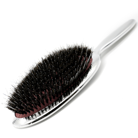 High Quality Pure Boar Bristle Hair Paddle Brush Antistatic Salon Oval Hair Brush With Air Bag Brushes Comb In Silver And Gold ► Photo 1/6