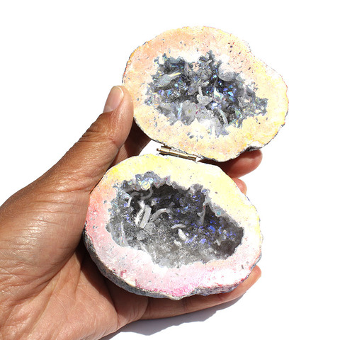 1 Pcs Handmade Storage Natural Agate Geode Necklace Box Crystal Earring rings Box Women Jewelry Container ► Photo 1/6