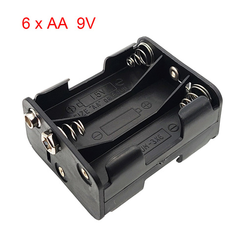 6AA 9V Battery Storage Box Back To Back Rechargeable Battery Case With 9V Male And Female Buckle ► Photo 1/4