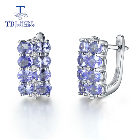 Natural tanzanite clasp earrings 925 sterling silver Elegant classic design fine jewelry for women daily wear tbj promotion ► Photo 1/6