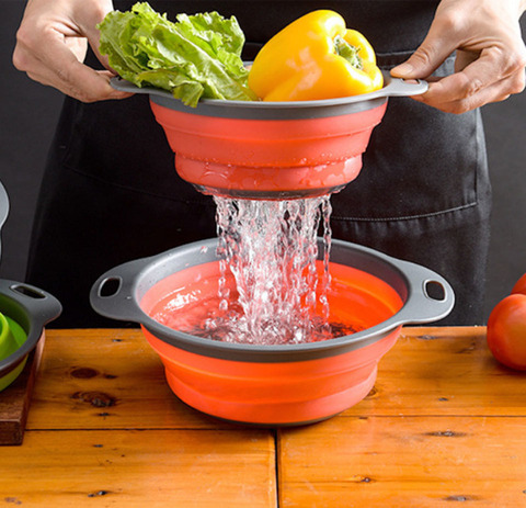 Food-Grade Collapsible Colander Silicone kitchen Strainer Folding Strainer Fruit Vegetable Wash Fold Drain basket ► Photo 1/5