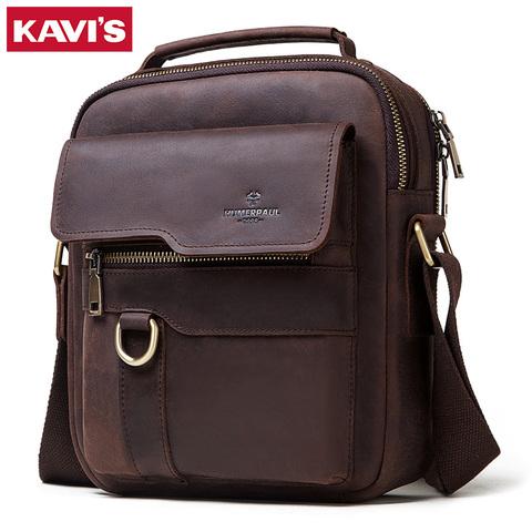 KAVIS 2022 New Cowhide Genuine Leather Shoulder Bags Men Messenger Bag Men Handbag Business Crossbody Casual Famous Sling Sac ► Photo 1/6